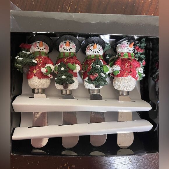 NWT Holiday Snowman Spreaders set of 4 - Picture 1 of 5